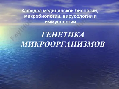 генетика микроорганизмов — PPT