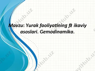 yurak faoliyatining fizikaviy asoslari. gemodinamika — PPT