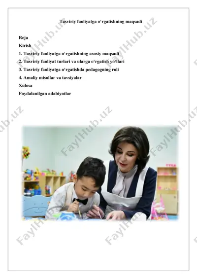 tasviriy faoliyatga o'rgatishning maqsadi — DOCX