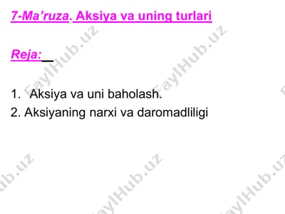 ma’ruza. aksiya va uning turlari — PPT