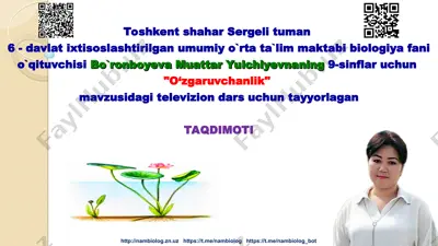 biologiya fanida "o‘zgaruvchanlik" mavzusidagi televizion dars — PPT