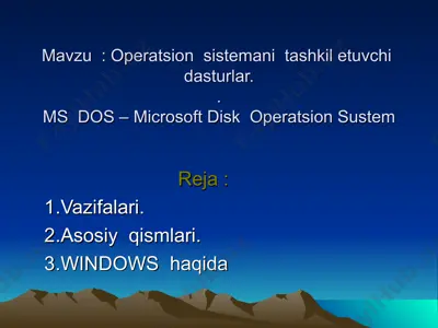 operatsion sistemani tashkil etuvchi dasturlar — PPT