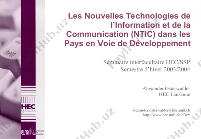 les nouvelles technologies de l’information et de la communication (ntic) dans les pays en voie de développement — PPT