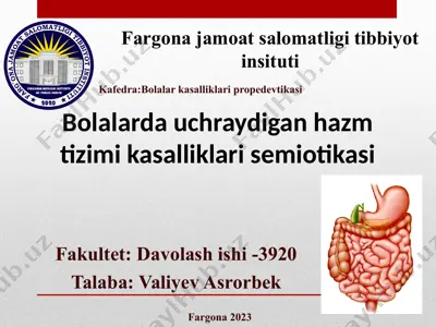 bolalarda uchraydigan hazm tizimi kasalliklari semiotikasi — PPT