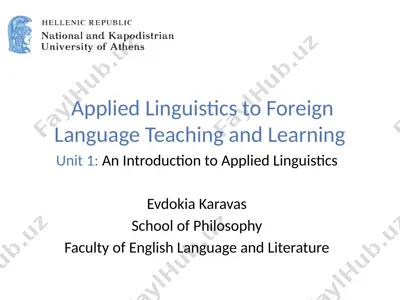 applied linguistics to foreign language teaching and learning — PPT