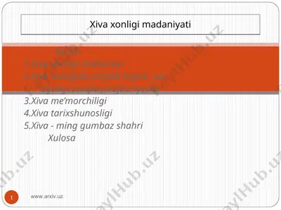 xiva xonligi shaharlari — PPT