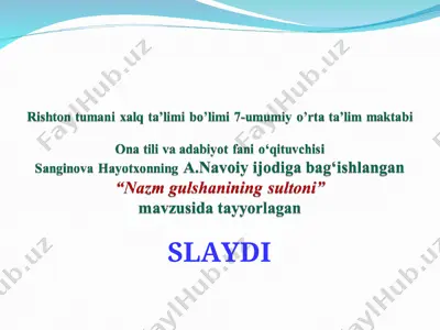 nizomiddin mir alisher navoiy — PPT