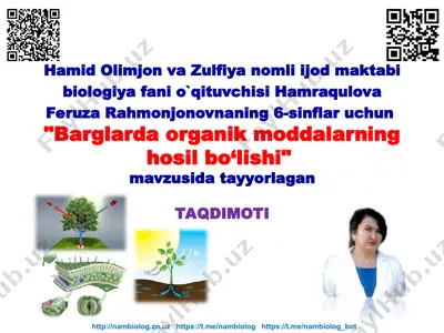 "barglarda organik moddalarning hosil bo‘lishi" — PPT