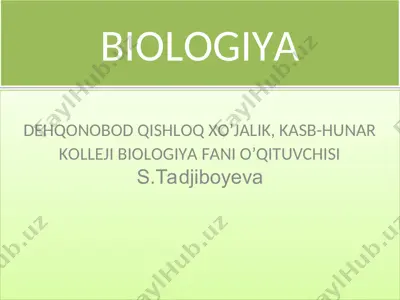 dehqonobod qishloq xo’jalik, kasb-hunar kolleji biologiya fanidagi s.tadjiboyeva darsligi — PPT