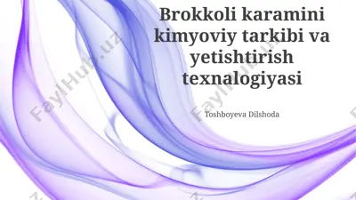 brokkoli karamini kimyoviy tarkibi va yetishtirish texnalogiyasi — PPTX