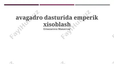 avogadro dasturida emperik xisoblash — PPTX