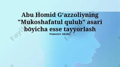 "mukashafatul qulub" asari bōyicha esse tayyorlash — PPTX