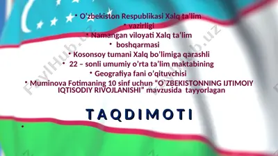 o`zbekistonning ijtimoiy iqtisodiy rivojlanishi — PPT