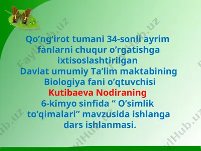 o'simlik to'qimalari dars ishlanmasi — PPT