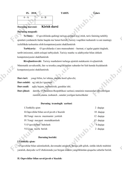 tarixiy voqelikni tushunish darsi — DOCX