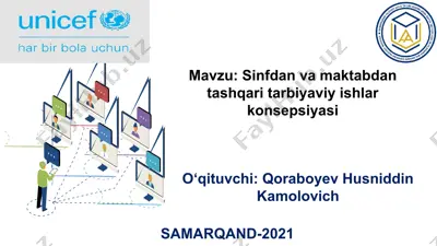 sinfdan va maktabdan tashqari tarbiyaviy ishlar konsepsiyasi — PPT