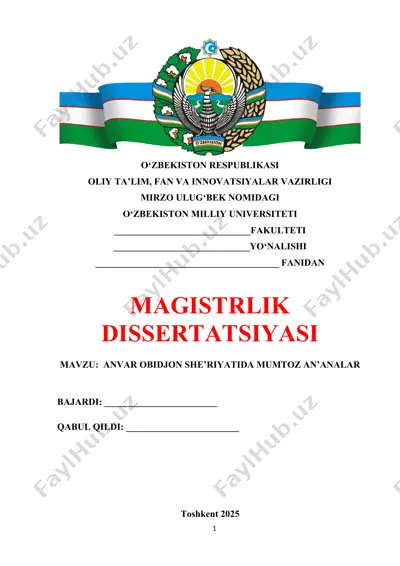 anvar obidjon she’riyatida mumtoz an’analar — DOCX