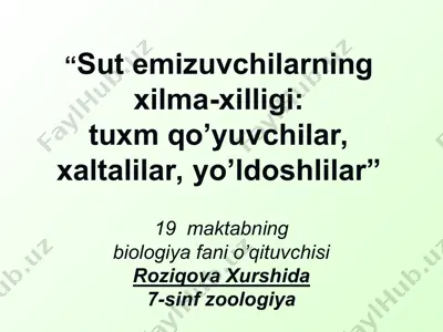 sut emizuvchilаrning хilmа-хilligi — PPT
