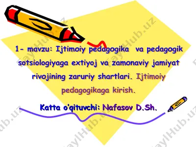 ijtimoiy pedagogika — PPT
