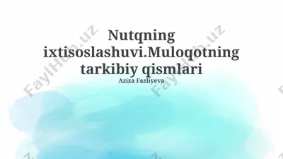 nutqning ixtisoslashuvi — PPTX