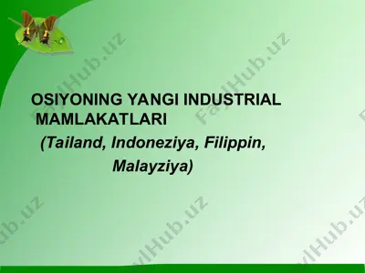 yangi industrial mamlakatlar (tailand, indoneziya, filippin, malayziya) — PPT