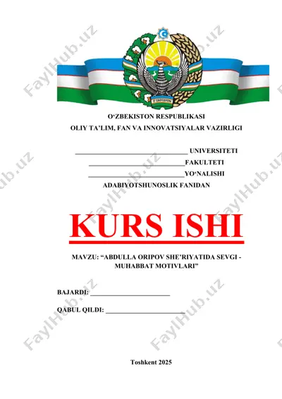 abdulla oripov she’riyatida sevgi - muhabbat motivlari — DOCX