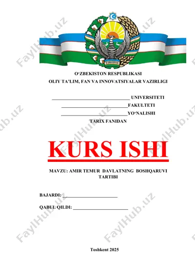 amir temur davlatning boshqaruvni tartibi — DOCX