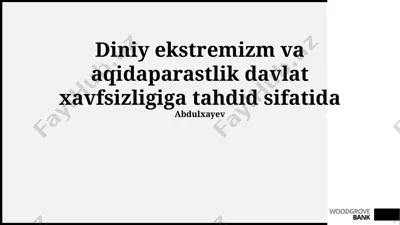 davlat xavfsizligiga tahdid solgan diniy ekstremizm va fanatizm — PPTX