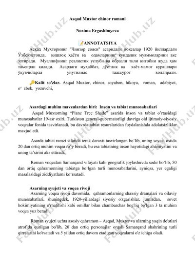 asqad muxtor "chinor soyasi" — DOCX