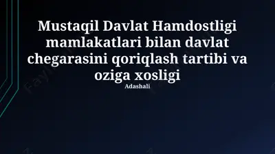 mustaqil davlatlar hamdoʻstligi mamlakatlari bilan davlat chegarasini qoriqlash tartibi va oziga xosligi — PPTX