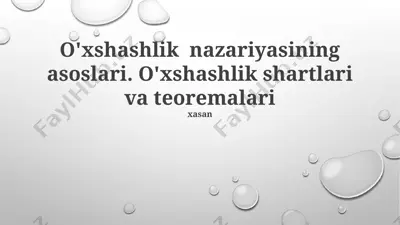 o'xshashlik nazariyasining asoslari — PPTX