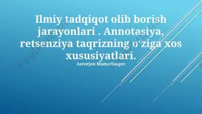 ilmiy tadqiqot olib borish jarayonlari — PPTX