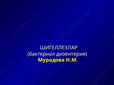 шигеллезлар (бактериал дизентерия) — PPT