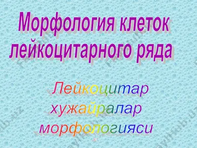 morfologiya klеtok lejkocitar ro'yda — PPT