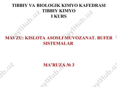 kislota asosli muvozanat va bufer sistemalar — PPT