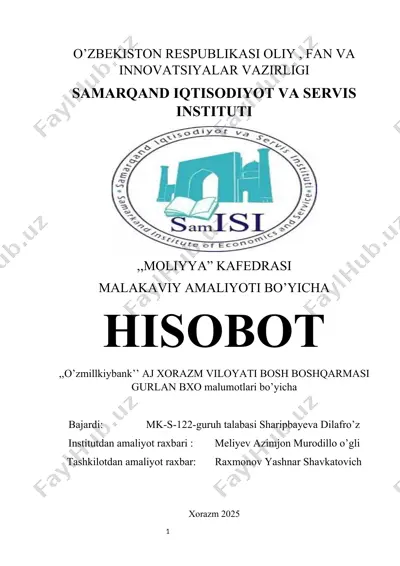 national bank for foreign economic activity of the republic of uzbekistan (nbu)      amaliyot hisoboti       o’zmillkiybank’’ aj xorazm viloyati bosh boshqarmasi — DOCX