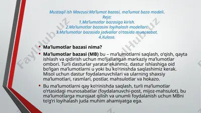 malumotlar bazasi — PPTX