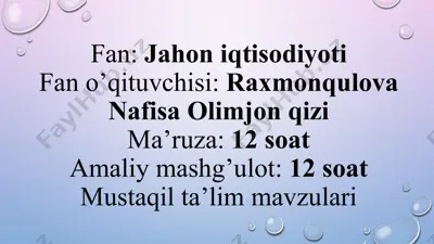 jahon iqtisodiyoti — PPTX