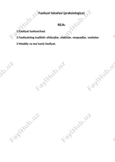 faoliyat falsafasi (praksiologiya) — DOC