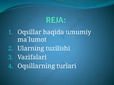 oqsillar haqida umumiy ma`lumot — PPTX