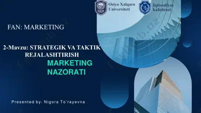 strategik va taktik rejalashtirish marketing nazorati — PPTX