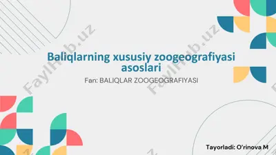zoogeografiya: baliqlarning geografik tarqalishi — PPTX