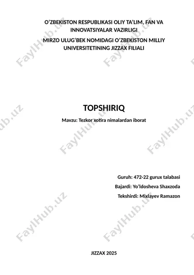 tezkor xotira (ram) — DOCX