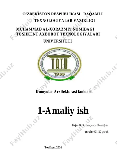 kompyuter arxitekturasi fanidan amaliy mashg'ulot №1 — PDF