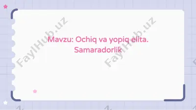ochiq va yopiq elita. samaradorlik — PPTX