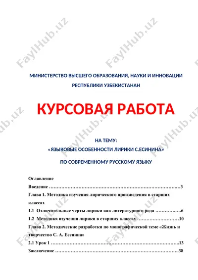 языковые особенности лирики с.есенина — DOCX