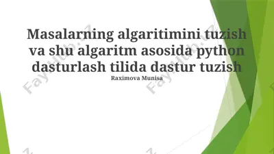 python dasturini yaratish — PPTX