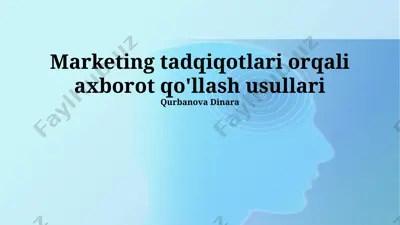 marketing tadqiqotlari orqali axborot qo'llash usullari — PPTX