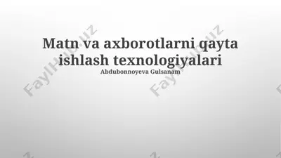 ma'lumotlarni qayta ishlash texnologiyalari — PPTX
