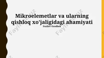 mikroelementlar va ularning qishloq xo'jaligidagi ahamiyati — PPTX